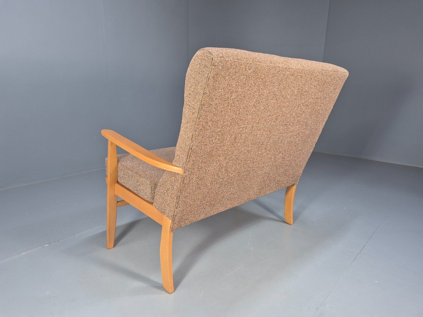photo buy Vintage 2 Seater Sofa Beige Fabric Beech Frame Danish Design Eb9490 M2ss