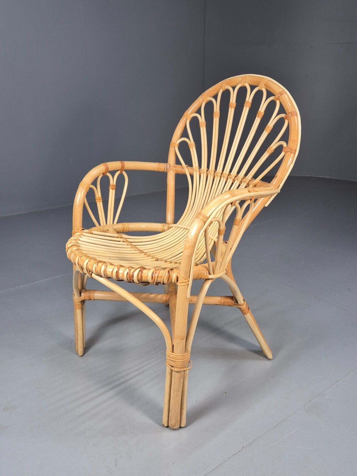 Vintage Cane Armchair 1970s Retro Eb9687 Vber