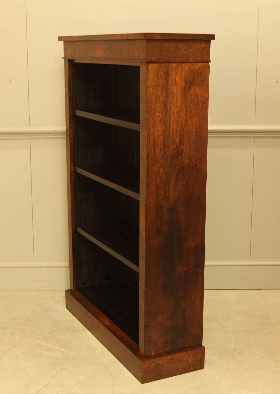 Victorian Faux Burr Walnut Open Bookcase photo vintage