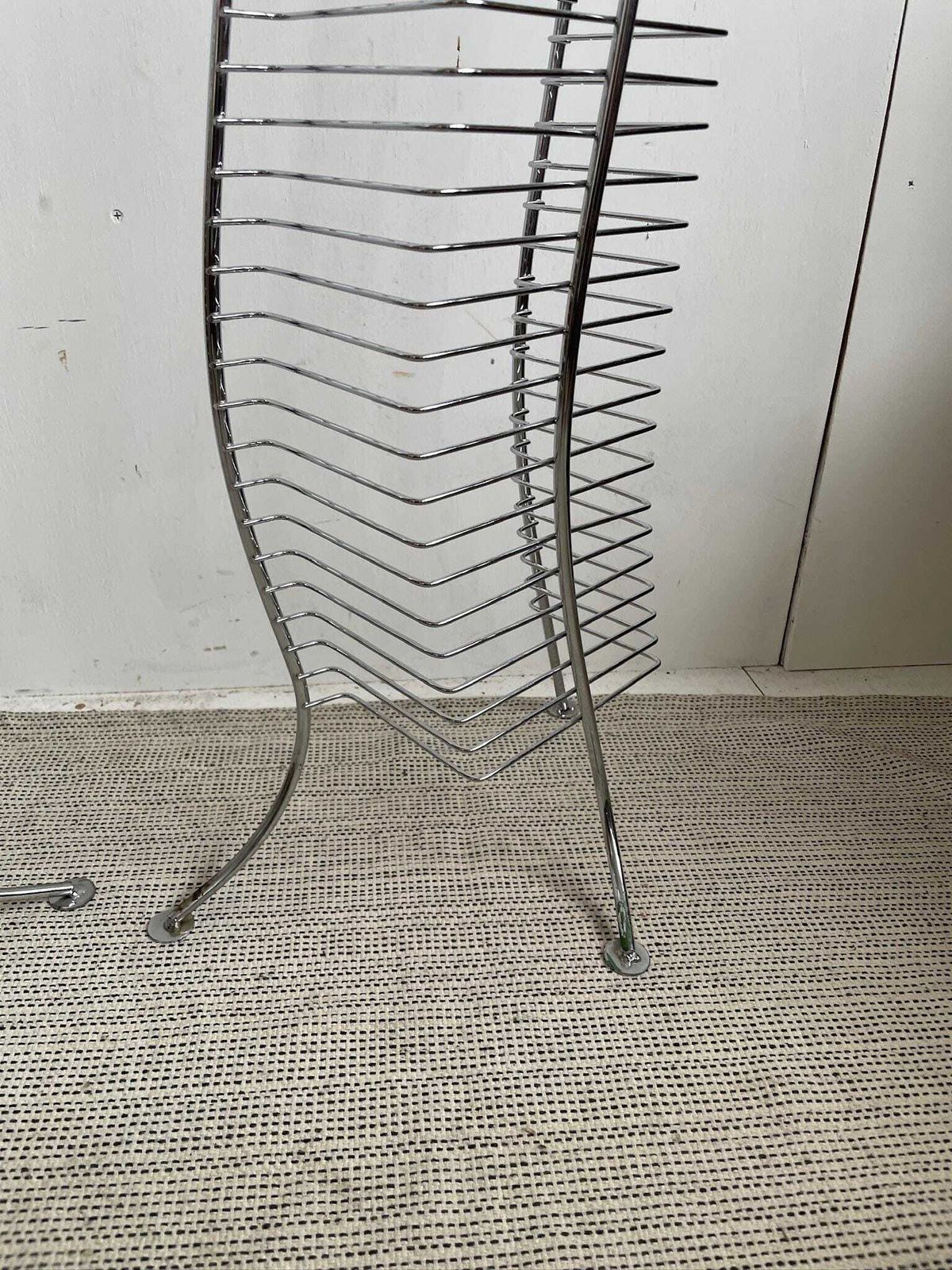 Vintage Wire Metal Wavy Dvd Storage Rack Stand 90s Ikea   Pair Available photo vinterior