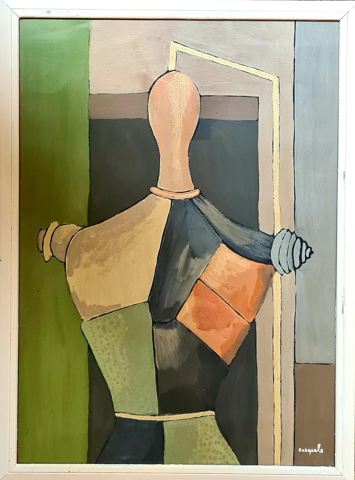 Créqule French Cubist Oil And Acrylic On Board, Le Mannequin, After Giorgio De Chiricolate 20th Century