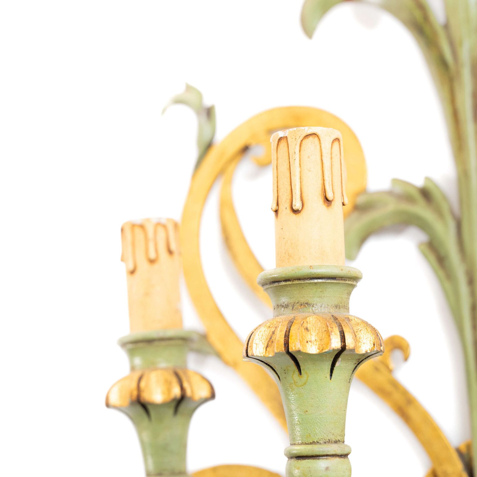 A Pair Of French Gilt Wood And Metal Wall Lights photo for sale