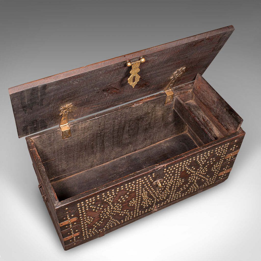 Antique Studded Zanzibar Chest, African, Carriage Trunk, Victorian, Circa 1850 photo vintage