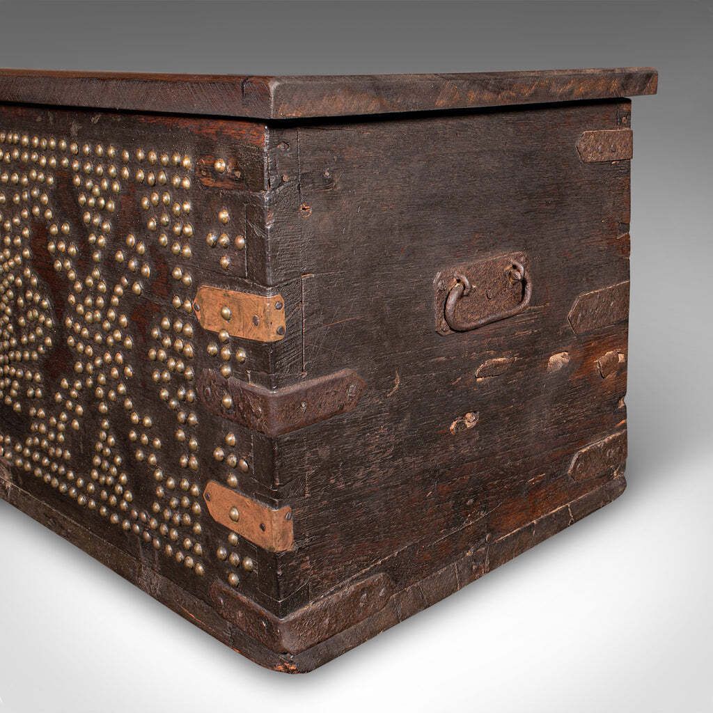 Furniture Antique Studded Zanzibar Chest, African, Carriage Trunk, Victorian, Circa 1850 photo