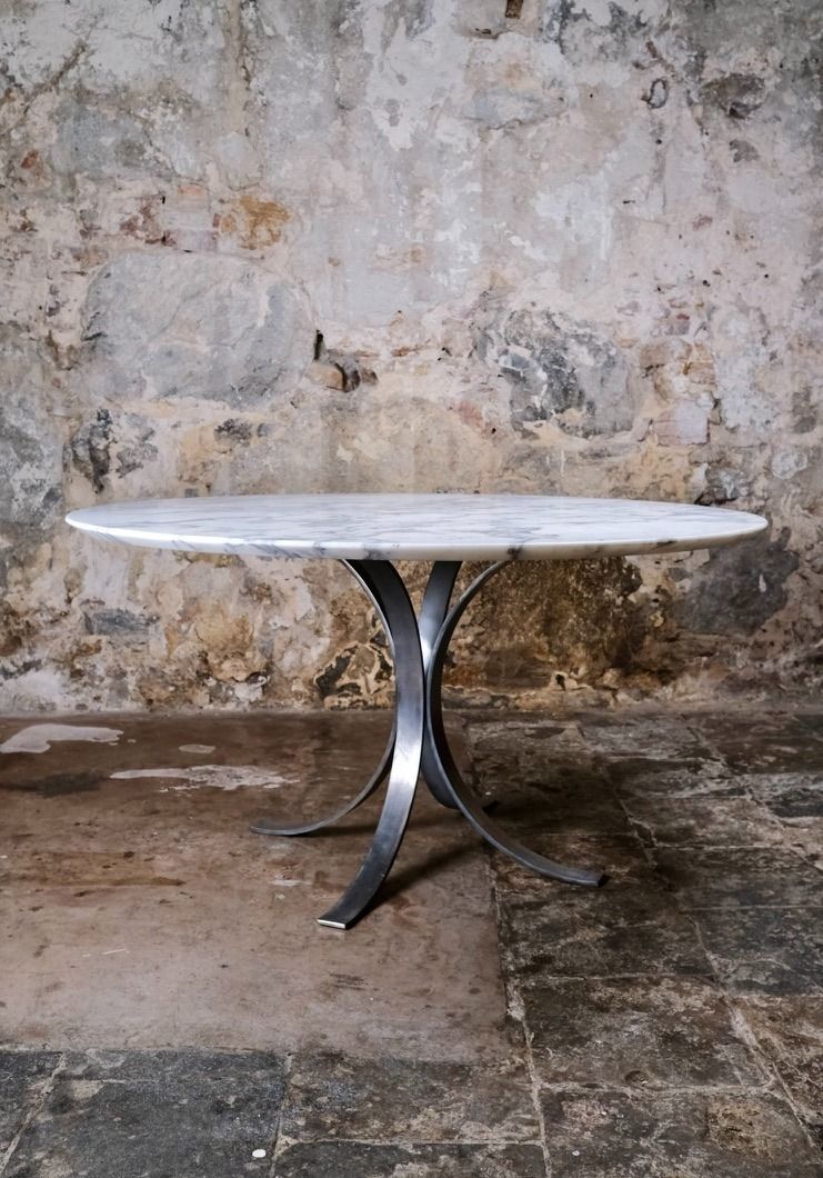 Large Round Carrara Marble Table, Italy, 1970s photo furniture