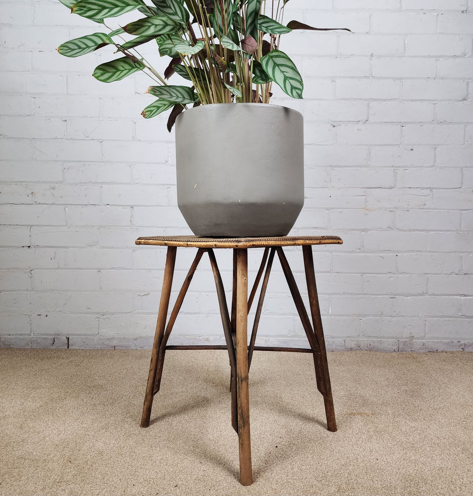 Small Early 20th Century Bamboo And Rattan Plant Stand photo 160.0