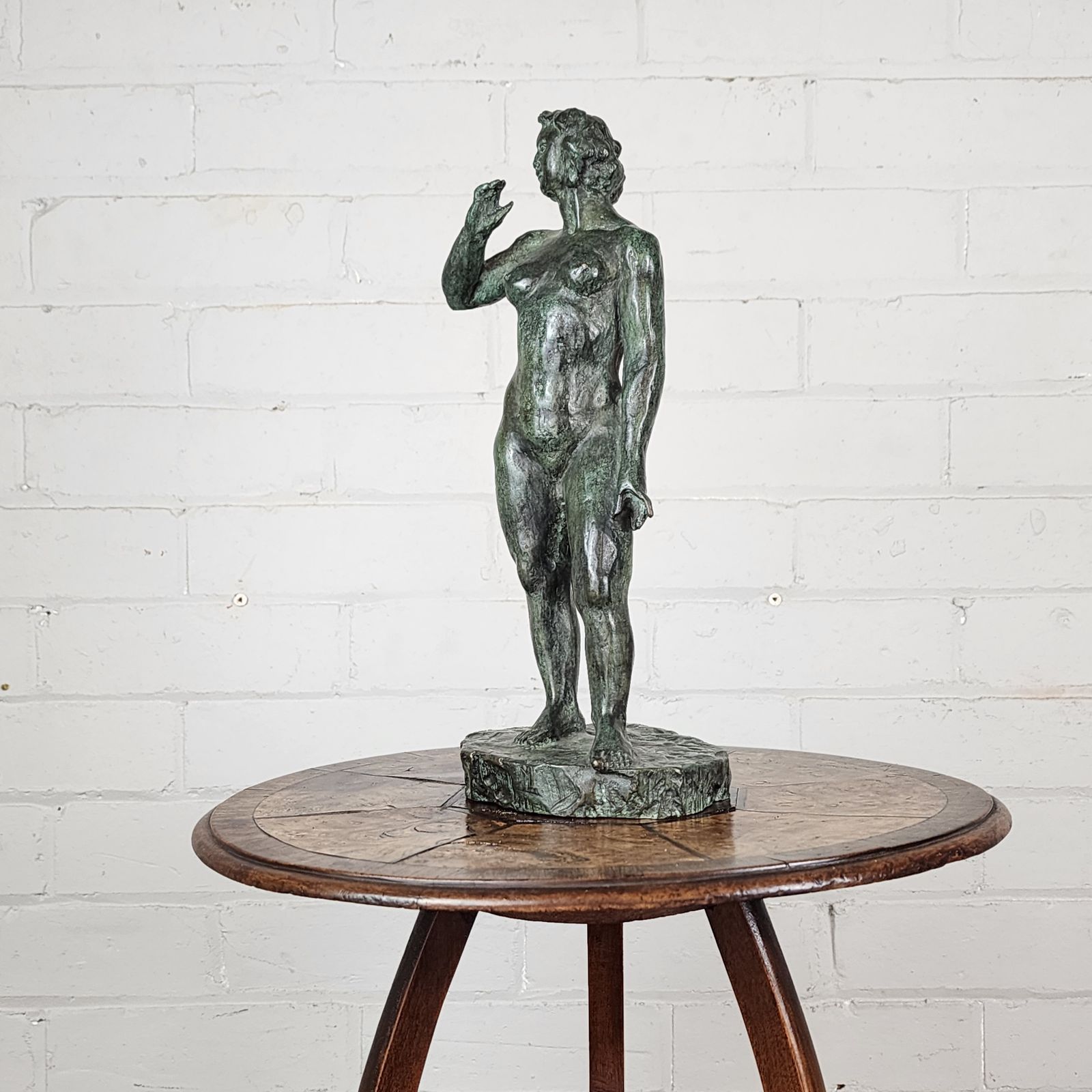 Art Yvonne Clergerie B.1942   Verdigris Bronze Female Study photo