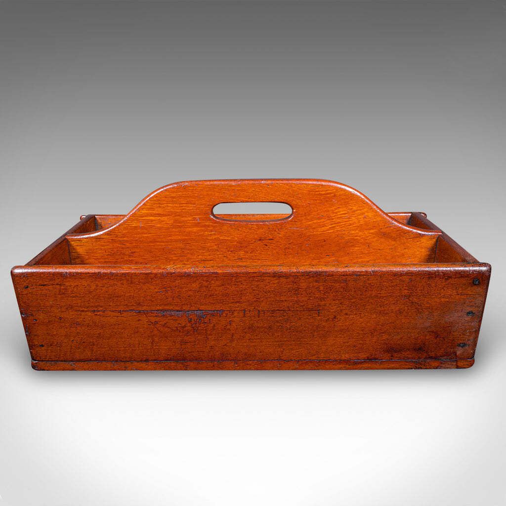 Antique Footman's Carry Tray, English, Fruitwood, Butler's Work Box, Victorian photo Home Decor