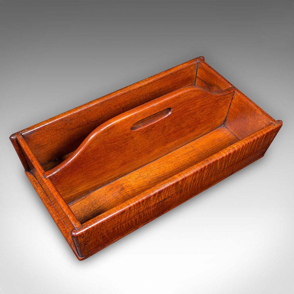 Antique Footman's Carry Tray, English, Fruitwood, Butler's Work Box, Victorian photo vintage