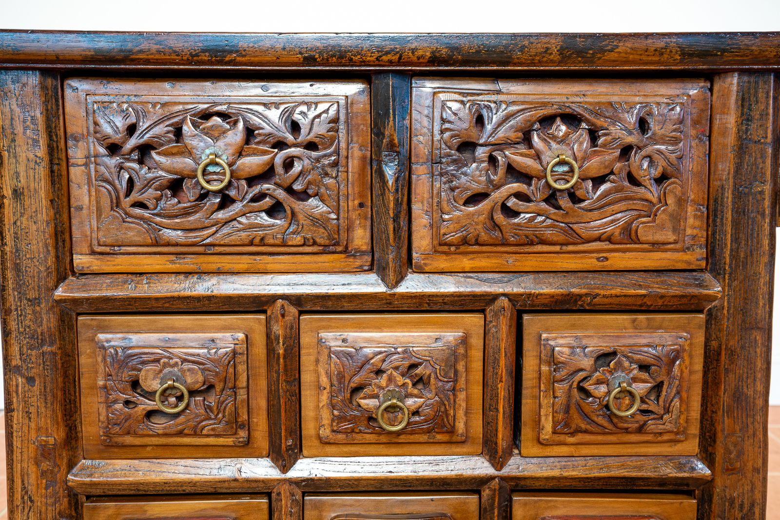 Fine Antique Carved Cabinet Chest Of Drawers Commode Chinese Altar Temple Butterfly Cabine.T 18th Century Raised Carving Consol.E Sideboar.D Credenza photo 5250.0