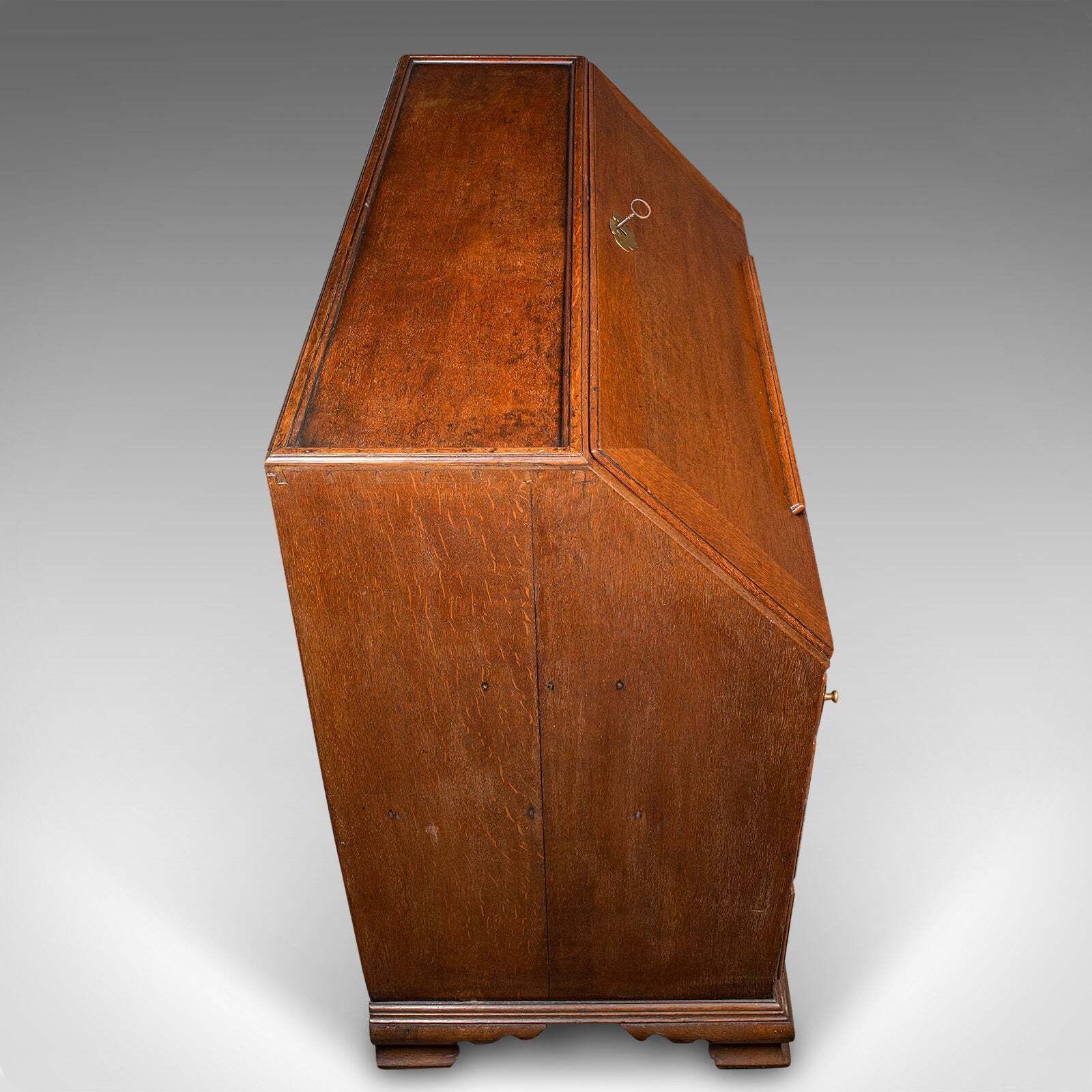 photo for sale Large Antique Fall Front Bureau, English, Oak, Writing Cabinet, Georgian, C.1750