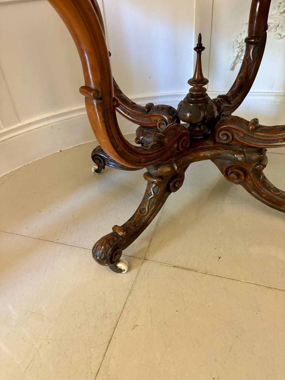 Outstanding Quality Antique 19 Century Carved Burr Walnut Centre Table photo vintage