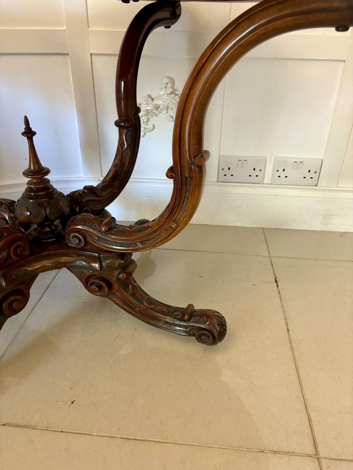 Furniture Outstanding Quality Antique 19 Century Carved Burr Walnut Centre Table photo