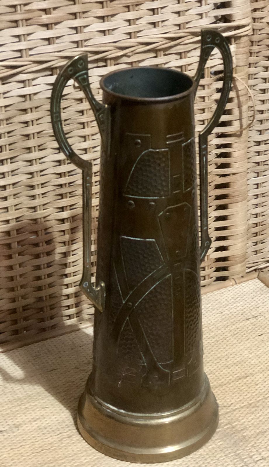Handsome Art Nouveau Copper Vase Made In Germany photo vinterior