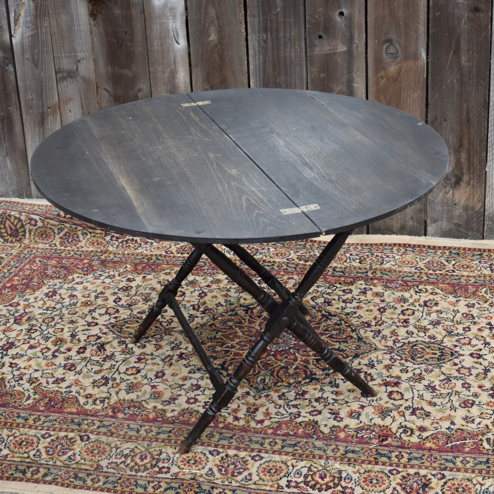 Antique Victorian Thornton & Herne London Black Campaign Folding Coaching Table photo furniture