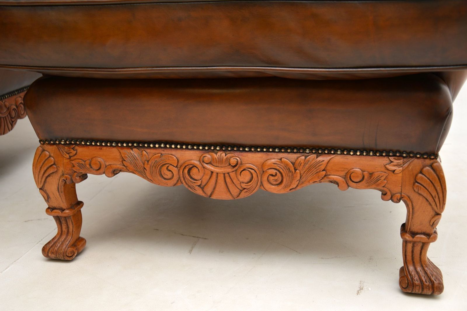 Pair Of Antique Leather Wing Back Armchairs photo buy