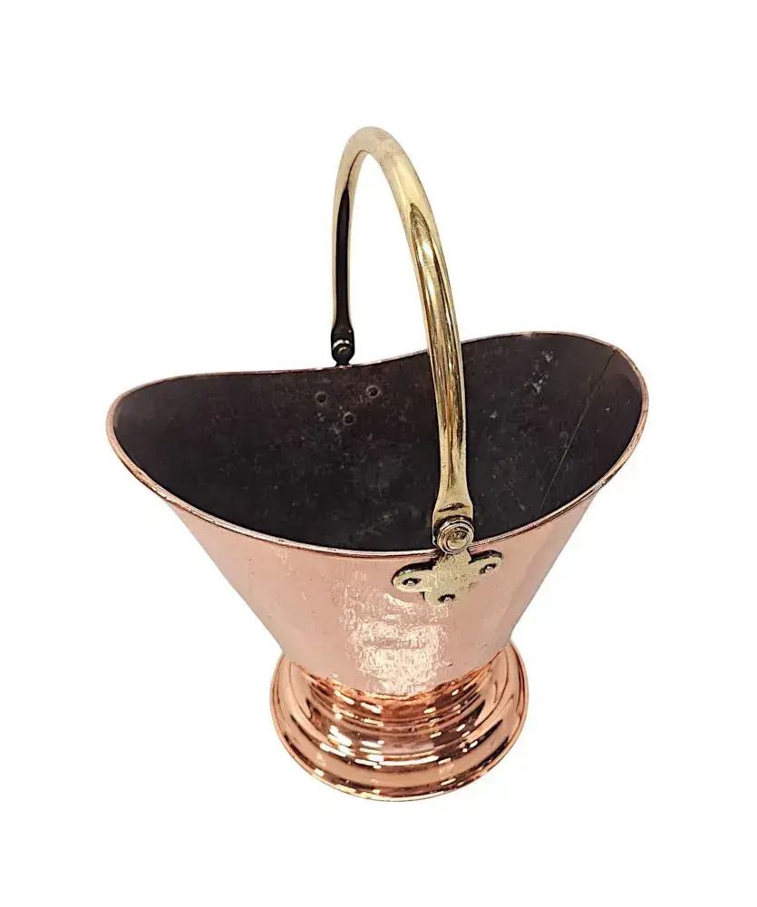 A Gorgeous 19th Century Copper Coal Bucket With Brass Handle photo furniture