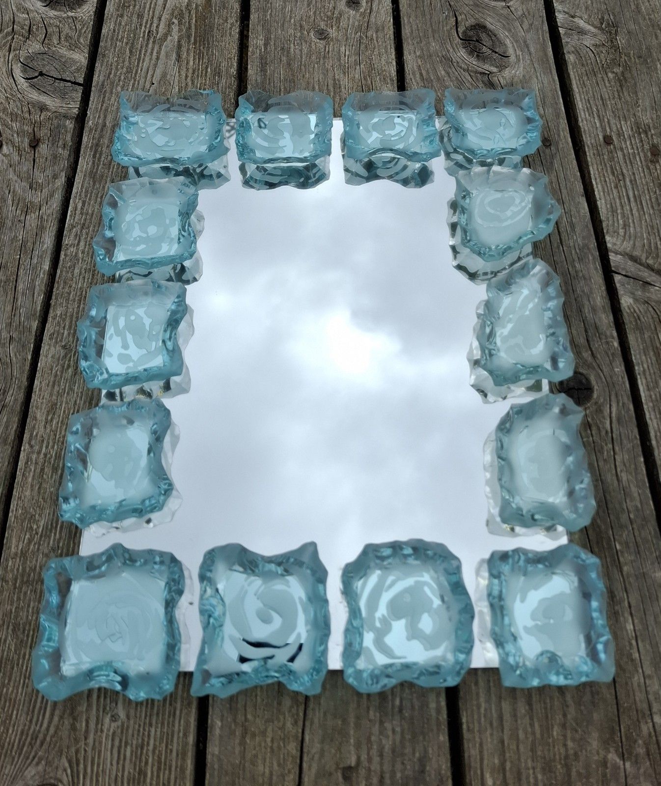 Contemporary Tim Carter Hand Made Acid Etched Glass Mirror Rutland