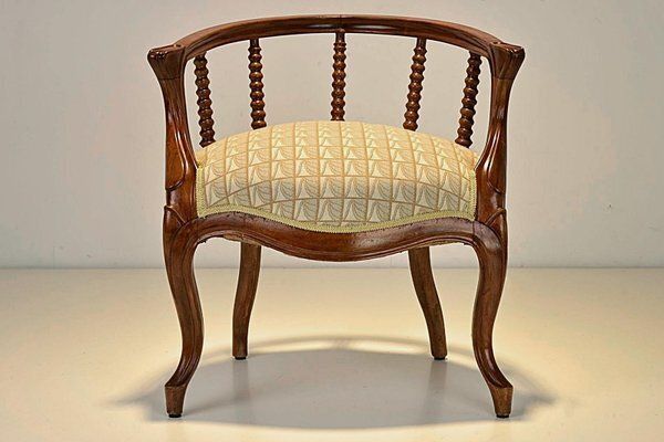 Late Biedermeier Upholstered Walnut Armchair, Germany, 1870s photo furniture