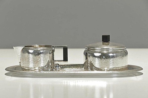 Art Deco Sugar And Cream Set In Silver, Germany, 1930s, Set Of 3 photo furniture