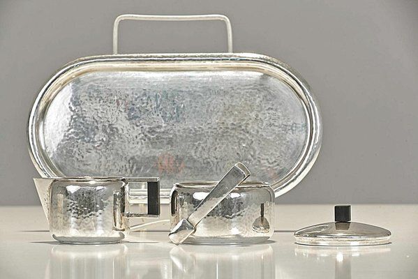 Art Deco Sugar And Cream Set In Silver, Germany, 1930s, Set Of 3 photo 1133.0