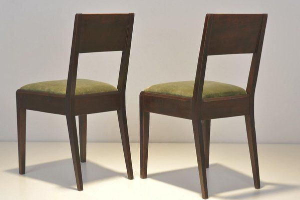 Cubist Dining Chairs In Stained Alder Wood, Germany, 1925, Set Of 2 photo for sale