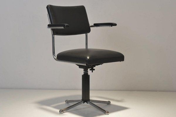 German Desk Chair In Chrome Plated Steel Tube, 1950 photo for sale
