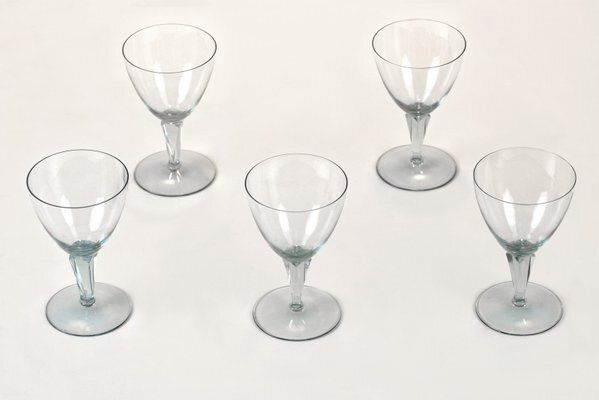 White Wine Glasses By Wilhelm Wagenfeld For Vlg Weisswasser, Germany, 1937, Set Of 5 photo vinterior