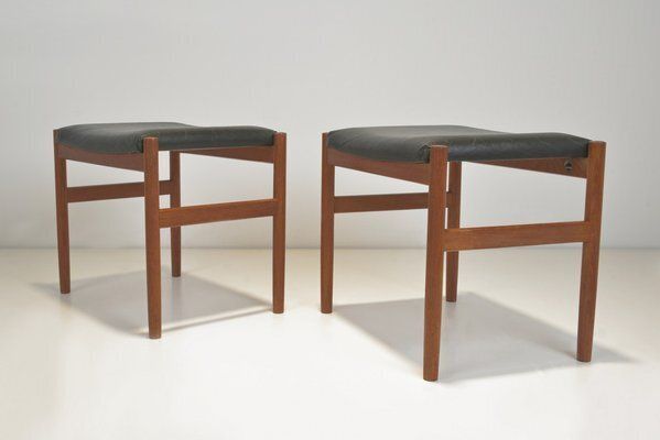 Set Of Ottomans In Teak By Hugo Frandsen For Spøettrup Stolefabrik, Denmark, 1960s photo for sale