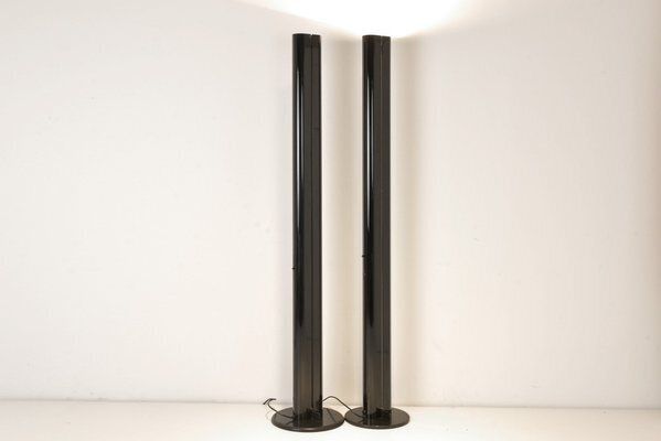 Black Megaron Floor Lamps By Gianfranco Frattini For Artemide, Italy, 1979, Set Of 2 photo Lighting