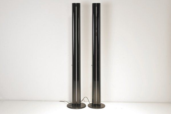 Black Megaron Floor Lamps By Gianfranco Frattini For Artemide, Italy, 1979, Set Of 2 photo buy