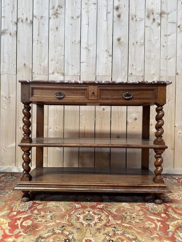 Console   Desserte De Style Louis XIII Marbre Griotte
