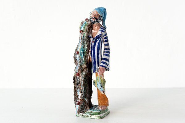 Sicilian Ceramic Fisherman Figure, 1955