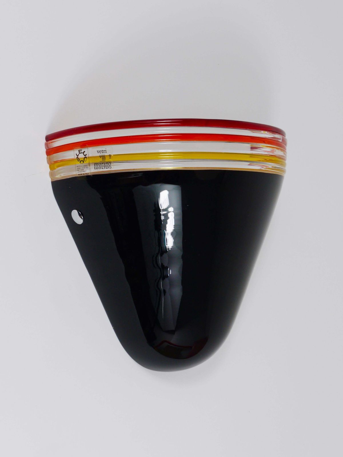 Roberto Pamio Febo Wall Lamp Sconce, Black Murano Glass, Leucos, Italy, 1980s photo vinterior
