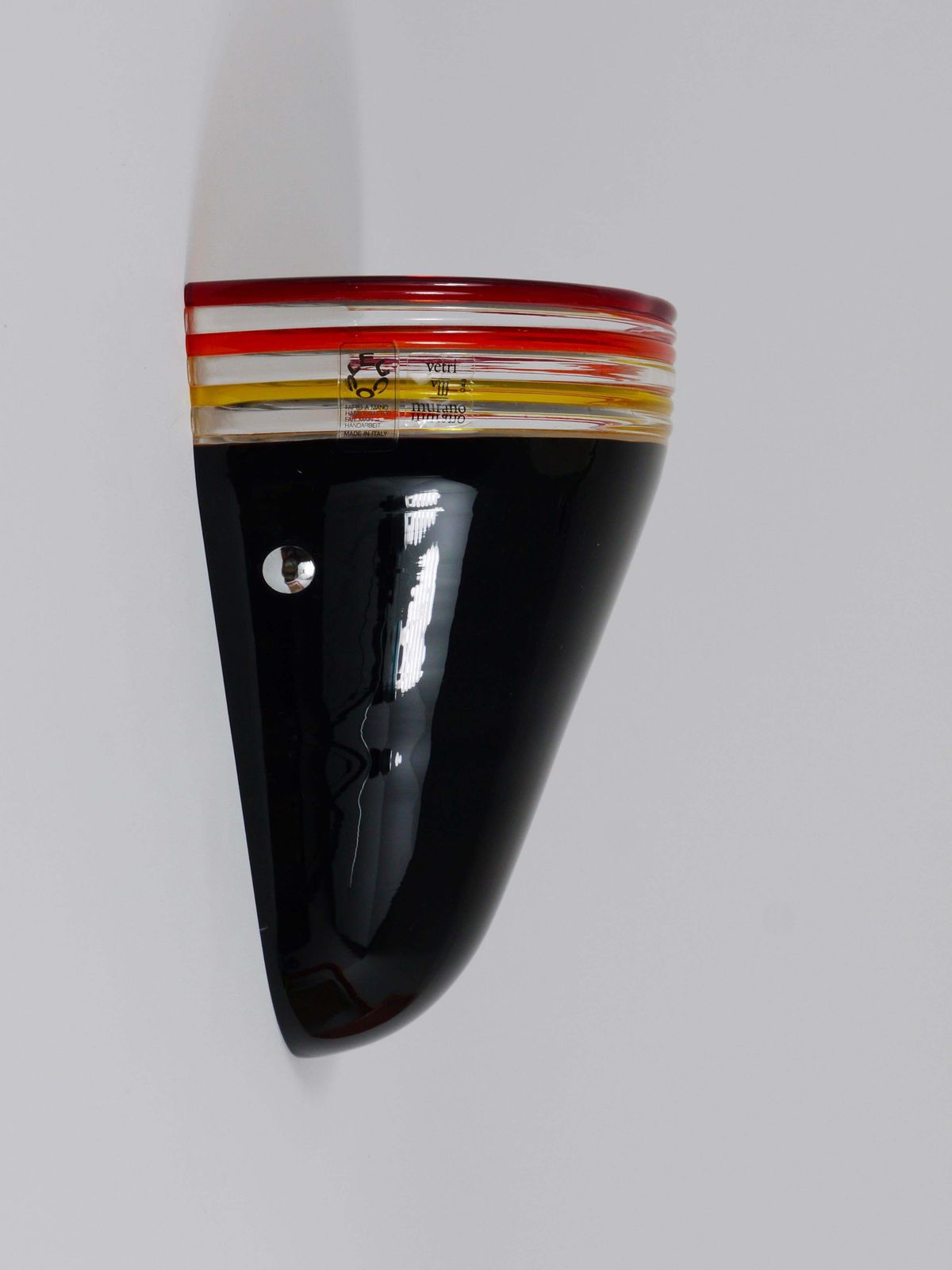 Roberto Pamio Febo Wall Lamp Sconce, Black Murano Glass, Leucos, Italy, 1980s photo vintage