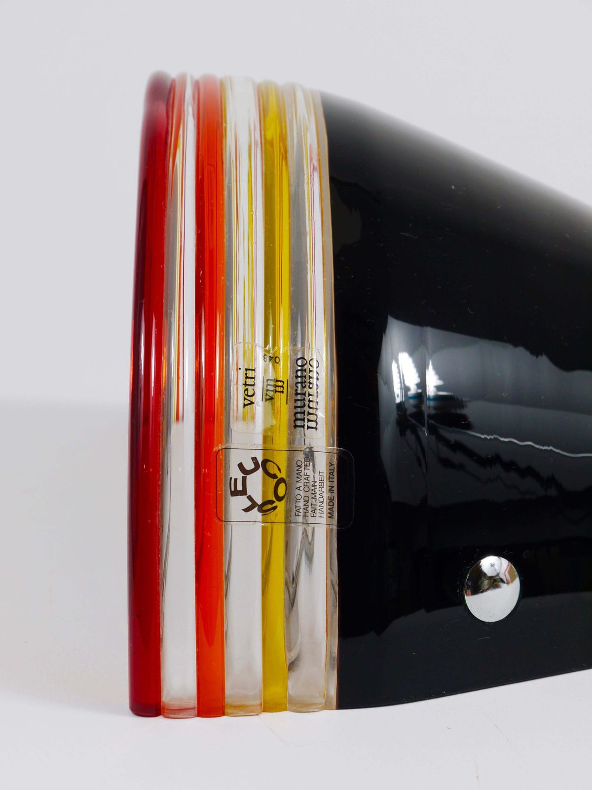 photo furniture Roberto Pamio Febo Wall Lamp Sconce, Black Murano Glass, Leucos, Italy, 1980s
