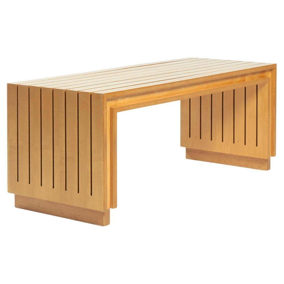 Ruud Jan Kokke Elm Wooden Slat Bench, Dutch Design 1980s