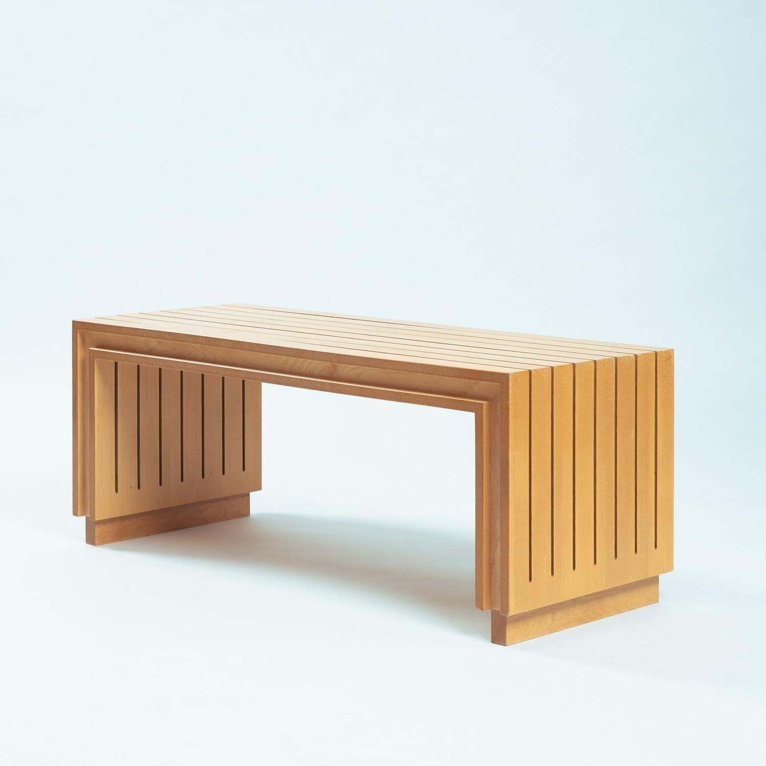 Ruud Jan Kokke Elm Wooden Slat Bench, Dutch Design 1980s photo Furniture
