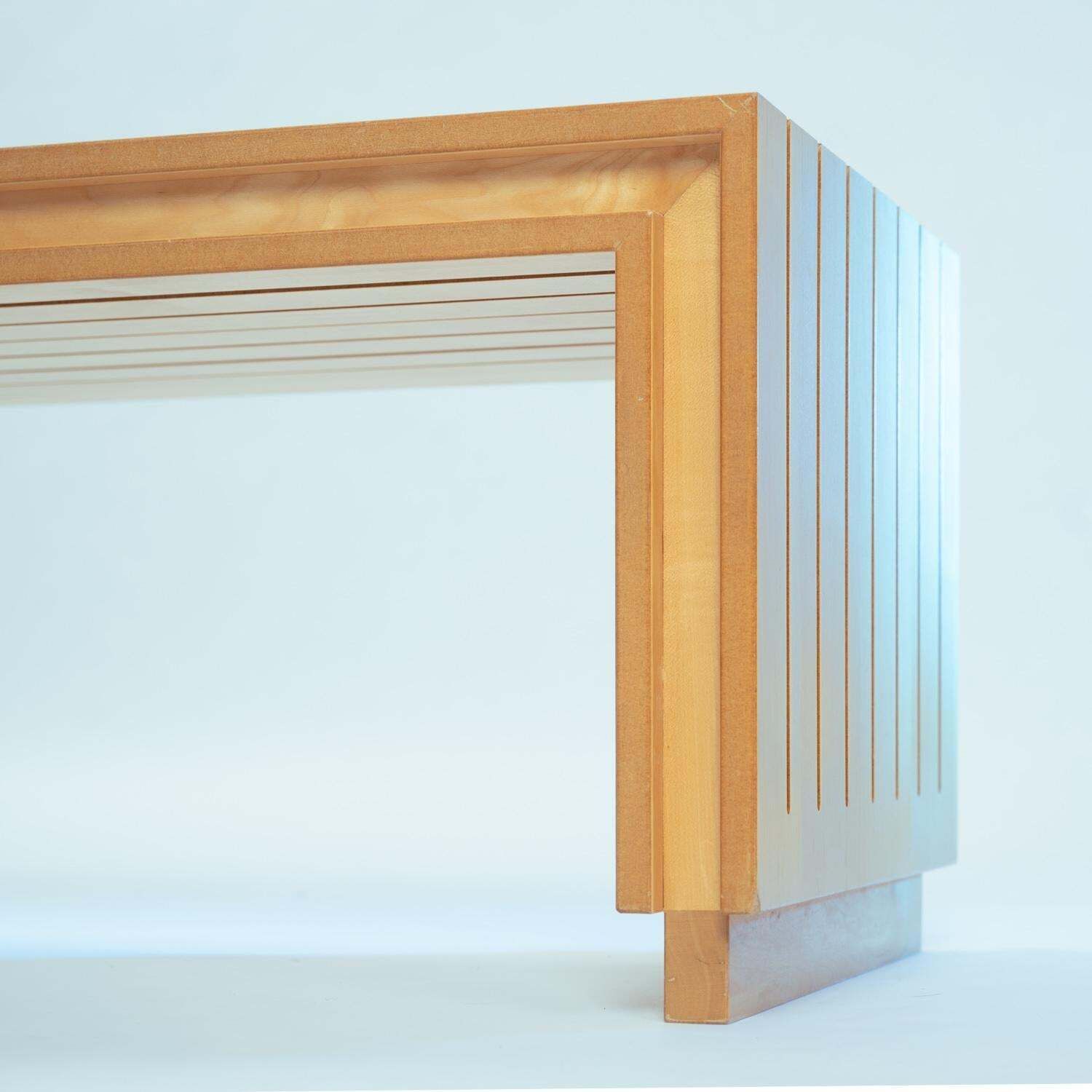 3289.0 Ruud Jan Kokke Elm Wooden Slat Bench, Dutch Design 1980s photo