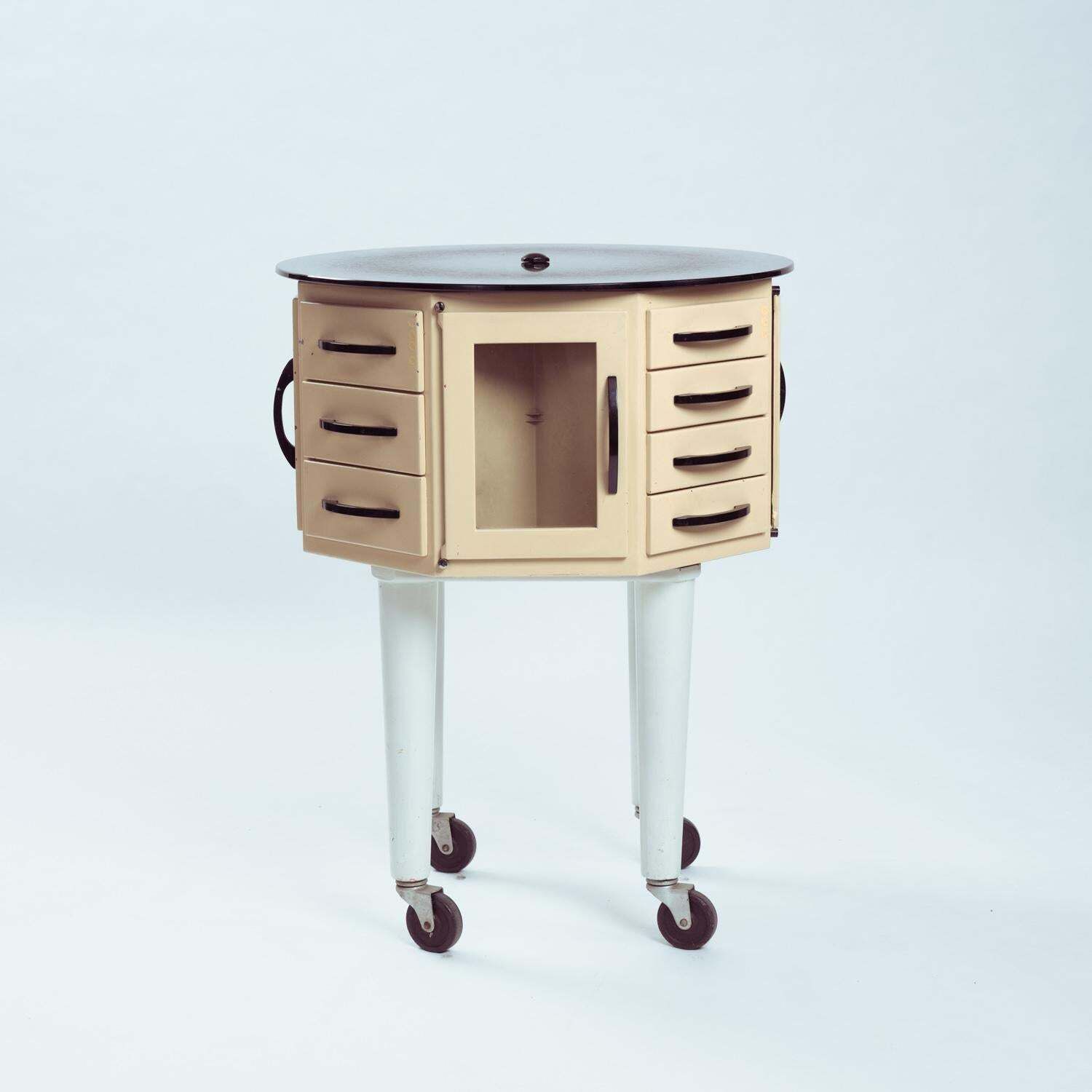 Industrial Steel Glass Turnable Dental Showcase Cabinet, France, 1950s photo 2267.0