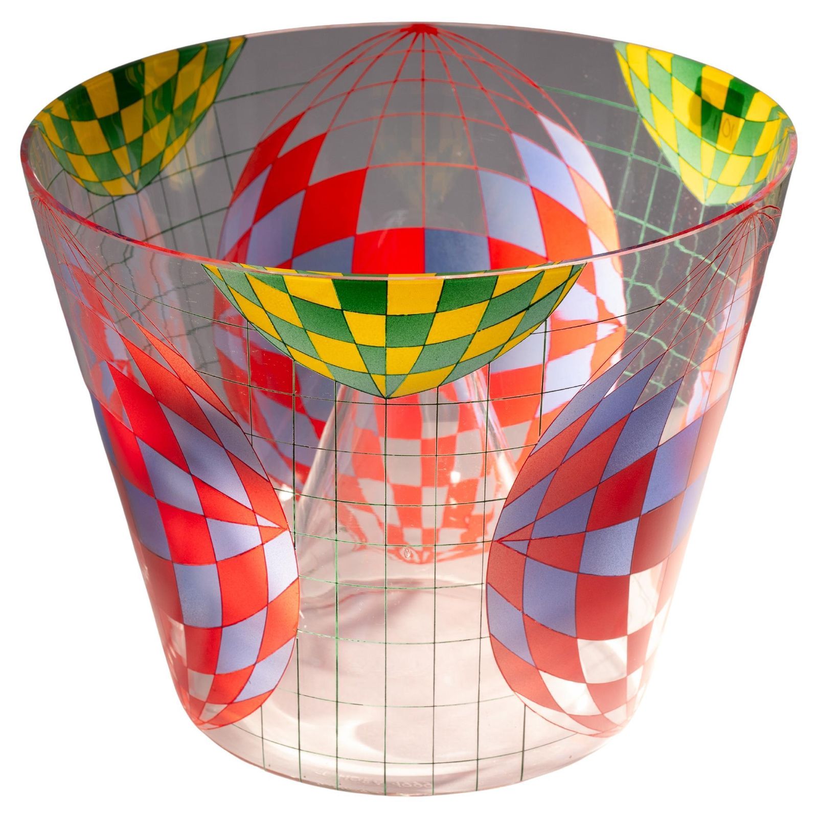 Vaserely Inspired Kamenicky Senov Thomas Hora Glass Vase Malovana, Chech, 1999