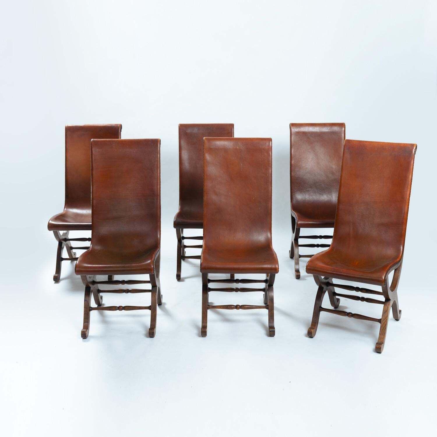 Pierre Lottier Brown Spanish Slipper Chairs By Almazan, 1950s photo vinterior
