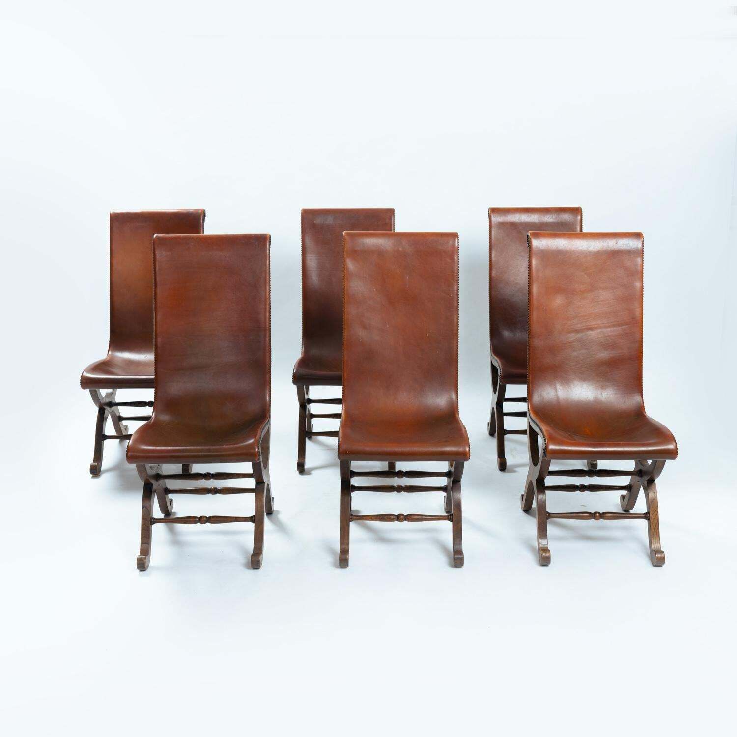 Pierre Lottier Brown Spanish Slipper Chairs By Almazan, 1950s photo buy