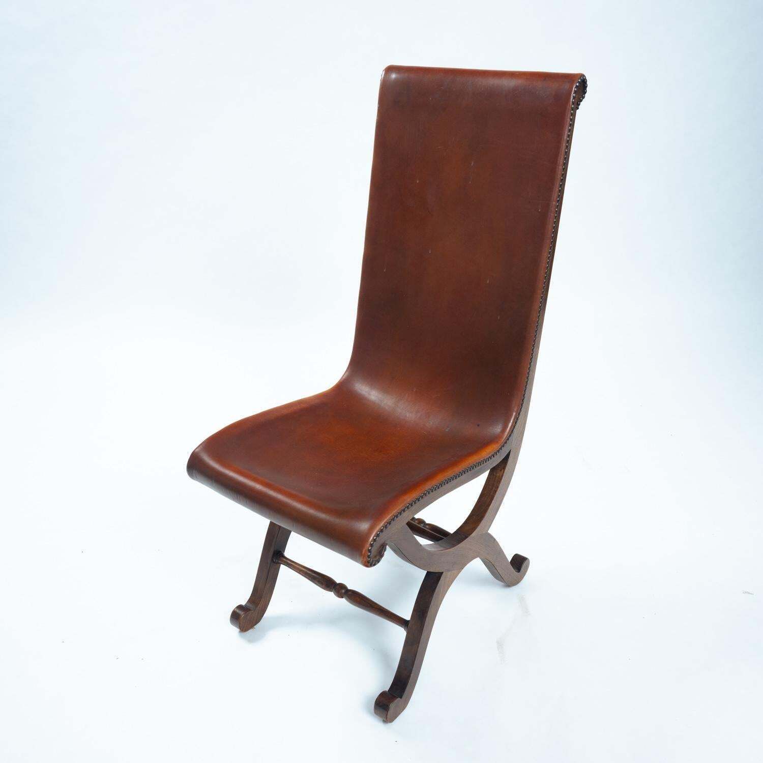 photo vintage Pierre Lottier Brown Spanish Slipper Chairs By Almazan, 1950s