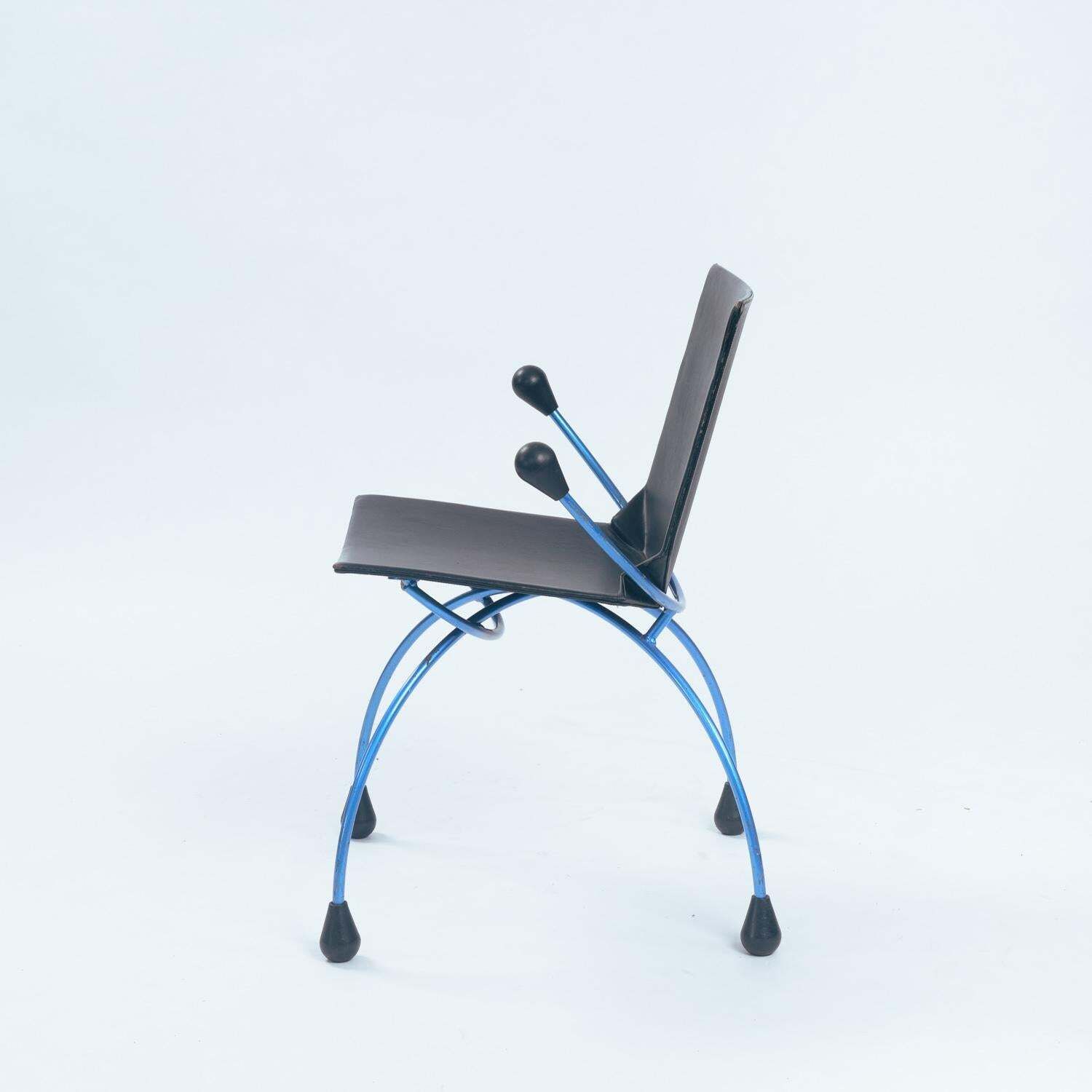 Dutch Spider Sidechair In Blue Steel And Leather And By Boonzaaijer & Mazairac photo buy