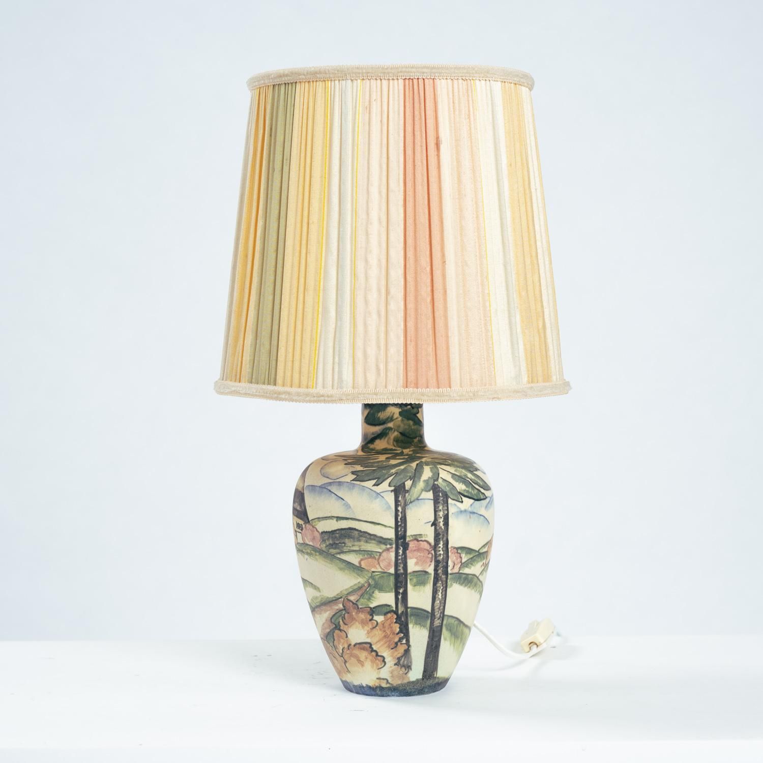 Handpainted Art Nouveau Table Lamp By Großherzoglichen Keramik Manufaktur, 1930s photo 907.0