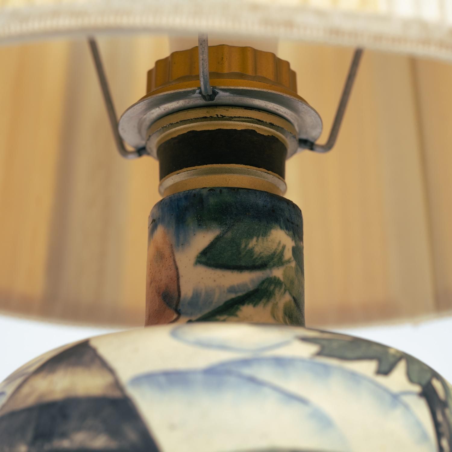 Handpainted Art Nouveau Table Lamp By Großherzoglichen Keramik Manufaktur, 1930s photo buy