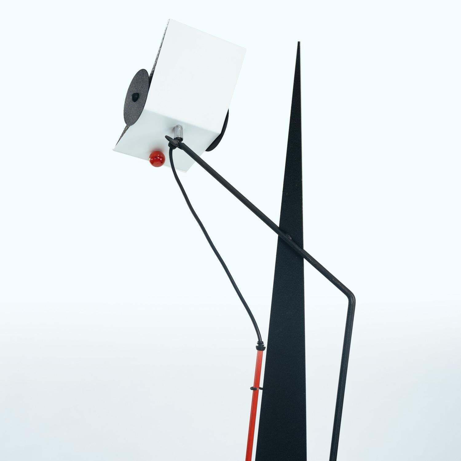 Postmodern Red Black White Floor Lamp, Xl, Neukro Menden, Memphis Germany 1980s photo vinterior