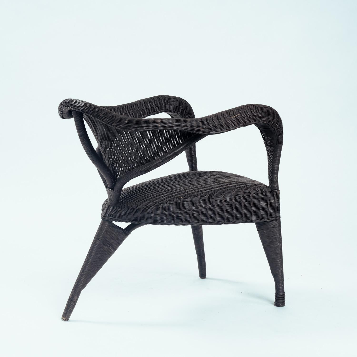 photo for sale Scultural Organic Tripod Rattan Armchair, 2, 1980s