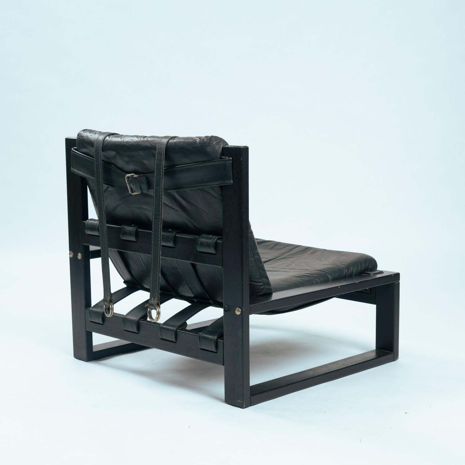 Sonja Wasseur Brutalist Easy Chairs, Ottoman In Oak With Leather Straps, Set Of2 photo 3523.0